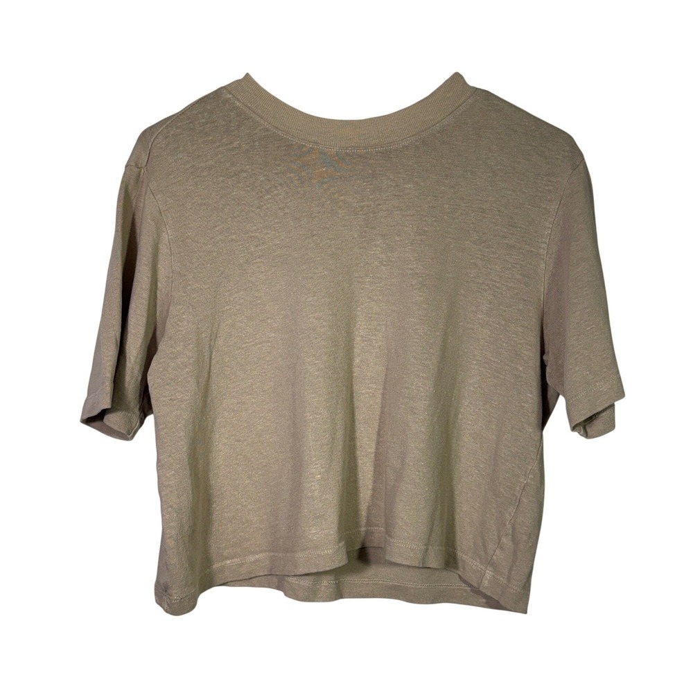 Pistola Tan Organic Cotton Hemp Boxy Cropped Short Sleeve Tee Size XS Coastal